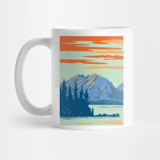 Leigh Lake in Grand Teton National Park Wyoming USA WPA Art Poster Mug